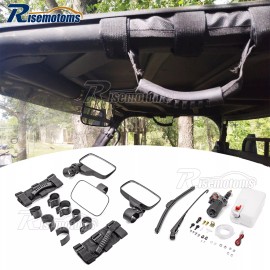 RI 12V Electric Windshield Wiper Motor Rear Mirror Kit For Kawasaki Teryx KRX 1000