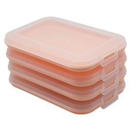 Set of 4 Food Containers with Integrated Serving Plate, Food Storage Container, Food Container, Cold Cutting Box, Stackable, BPA-Free, Kitchen Supplies, Plastic Apricot