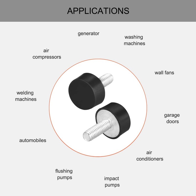 sourcing map M6 Rubber Vibration Shock Absorption Threaded Stud Bolts