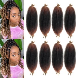 Ombre Marley Twist Braiding Hair 14 Inch Pre-Separated Springy Afro Twist Hair 8 Packs 1B/30/27 Mixture Color Pre Fluffed Spring Twist Hair for Women.(14inch 8P 1B/30/27)