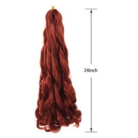 6 Packs 24 inch French Curly Braiding Hair Pre Stretched Synthetic Wavy Braiding Hair Extensions for Black Women Hair Extensions (350#)