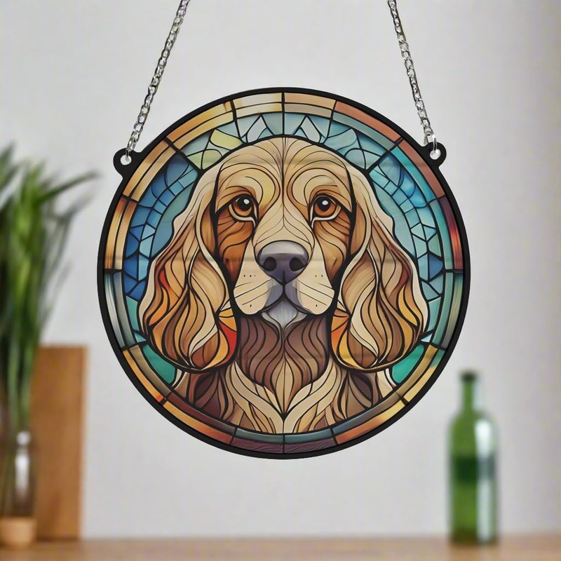 Image Industry Cocker Spaniel Golden Stained Glass Effect Suncatcher -