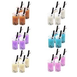 Borsgye 24 Stück Anhänger für Milchtee, Getränke, Miniatur-Perlen, Tassenverzierungen, Kunstharz, Boba, Bubble Tea, Kunstglasflasche für selbstgemachten Schmuck, Schlüsselanhänger, Ohrringe, Basteln,