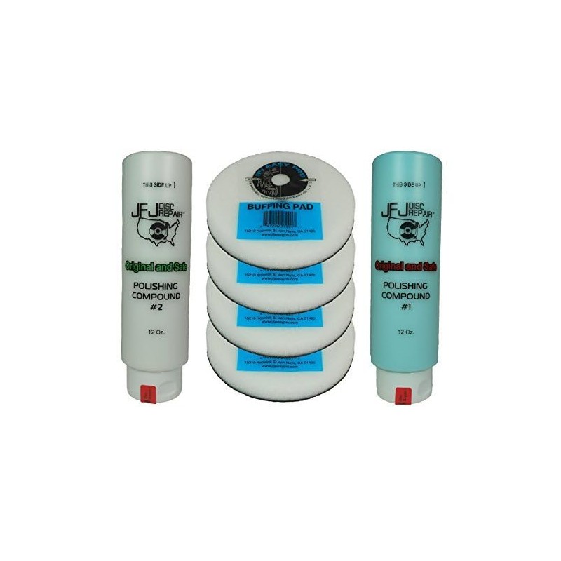 JFJ Combo Pack: 4 Buffing Pads, 2 Polish Compounds (#1