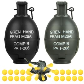 Tactical Toy-Grenade for CS Battle Game,2Pcs Fall Resistant Refillable Fun Impact Grenade Toy with 20 Foam Ammo for 14+ Outdoor Sport