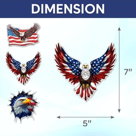 Pack 3 Pcs Bald Eagle American Sticker for Cars Vehicles Trucks Laptops Hard Hats Helmet Car Window Funny Bumper Stickers Reusable Removable Vinyl Wall Decals Exterior Accessories