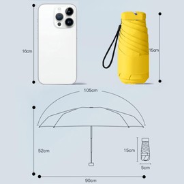 AUSDINAUTO Mini Umbrella - Wind Resistant and Waterproof - Ideal for Rain and Water, yellow, Mini