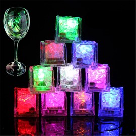Light Up Ice Cubes, 96 Pack MultiColor Waterproof LED Ice Cubes Flashing Glow in The Dark LED Light up Ice Cubes for Drinks Bar Club Party Wine Wedding Decoration