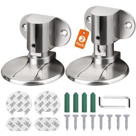 KOLAKO Magnetic Door Stop, 2 Pack Silver, Classic, Compact, Holder, Magnetic, Stainless Steel, Floor Mounting, Universal, Height Adjustable, Rustproof, Wind and Child Safe