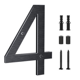 Yafimea 8 Inch Large House Numbers for Outside, Modern Black Metal Address Numbers with Floating Effect, Weatherproof Aluminum, Easy Screw Mount for Home Wall Fence Garage (4)