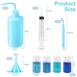 Snow Globe Tumbler Supplies Kit – 250ml Pink Squeeze Bottle, Chunky Glitter & Accessories for DIY Crafts – Starter Kit with Funnel, Syringe, Tweezer – Essential Tools for Snowglobe Tumblers