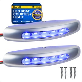Five Oceans 3-Inch LED Boat Courtesy Light, Blue, IP67 Waterproof, 12V - 2-Pack, Premium Chrome Plated Zinc Alloy, Marine Interior Lighting for Pontoon, Boat, RV - FO4874