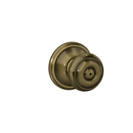 Schlage F40 GEO 609 Georgian Door Knob, Bed & Bath Privacy Lock, Antique Brass