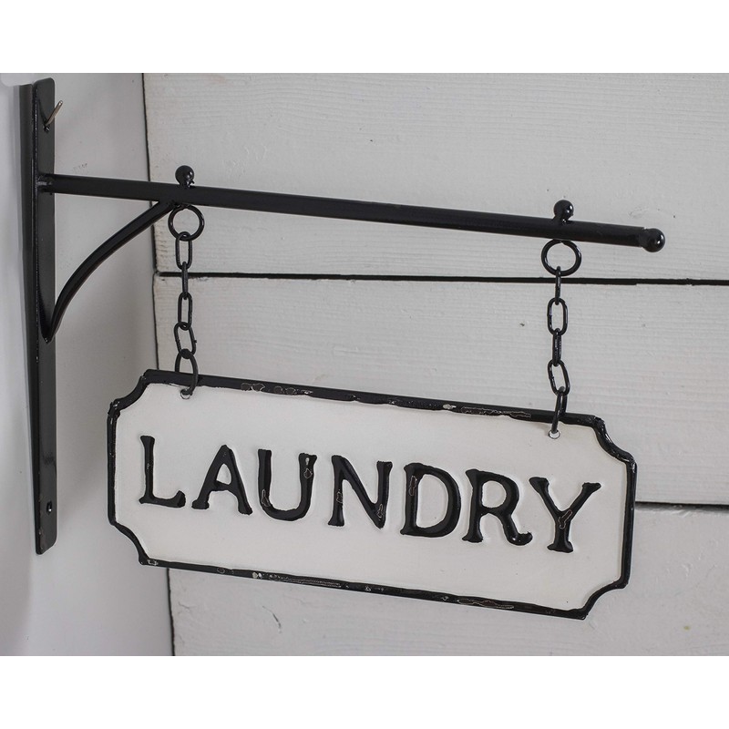 Foreside Home & Garden White and Black Enamel Laundry Wall