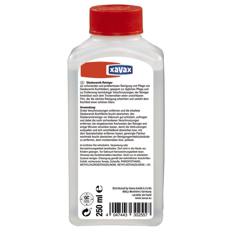 Xavax Reiniger für Glaskeramik Kochfeld, Ceranfeld, Induktionsherd, 250 ml