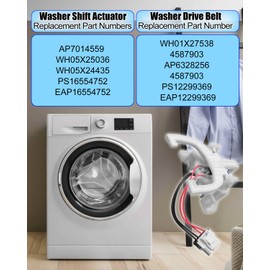 WH03X30517 Washer Shift Actuator and WH01X27538 Washer Drive Belt and WH05X24185 Washing Machine Clutch and WH01X24434 Washer Spring Fit for GE Hotpoint Clothes Washer Mode Shifter Actuator