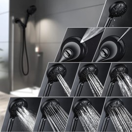 INAVAMZ Handheld Shower Head with Filter: 10 Spray Settings High Pressure Shower Head with ON/OFF Pause Switch, 15 Stage Water Softener Filter for Hard Water Remove Chlorine and Harmful Substances