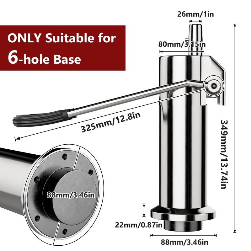 Barber Chair Replacement Hydraulic Pump - 6.7 IN Adjustable Height