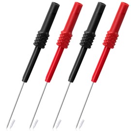 OIIKI 4 PCS Flexible Back Probe Pins, Bendable PVC Test Probes with 4mm Banana Socket Plug, Circuit Testers for Car Test, Automotive Repairing, Electrical Testing - Black, Red