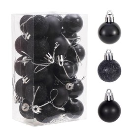 30ct Christmas Ball Ornaments, 1.18" Shatterproof Tree Decorations, Perfect Hanging Ball for Indoor/Outdoor Holiday Party Decor (Black)