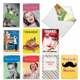 NobleWorks 10 Assorted Box Set Hilarious Thank You Greeting Cards w/5 x 7 Inch Envelopes (10 Designs, 1 Each) Much Gratitude AC7851TYG-B1x10