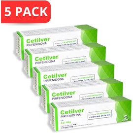 Cetilver (Pirfenidona) Gel 5 Cajas con 10 gramos Maver Laboratorios Tratamiento Antifibrótico para Cicatrices, Quemaduras y Fibrosis Cutánea Uso Tópico