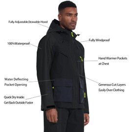 NAVIS MARINE Men's Industrial Rain Suits Jacket Combo Outfit High Visibility (Black-Jacket Medium)