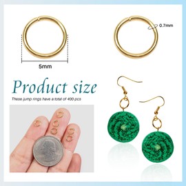 TOAOB 400pcs 18K Gold Plated Jump Rings 5mm Gold Open Jump Rings Connectors Jewelry Jump Rings for DIY Earrings Necklace Bracelet Making Repair Supplies