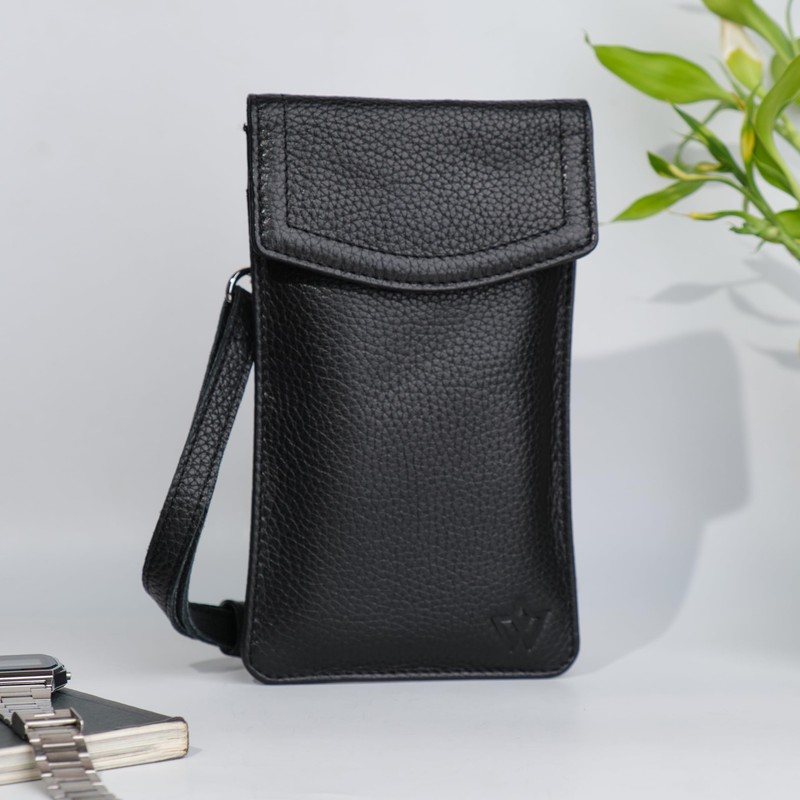 WASAMA Genuine Leather Phone Crossbody Bag With 2 Card Slot