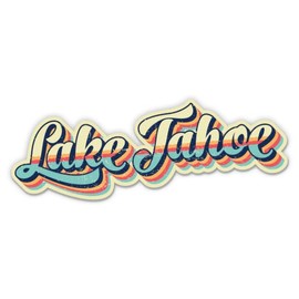 Squiddy Lake Tahoe Retro Ski Style - Vinyl Sticker Decal for Phone, Laptop, Water Bottle (3" Wide)