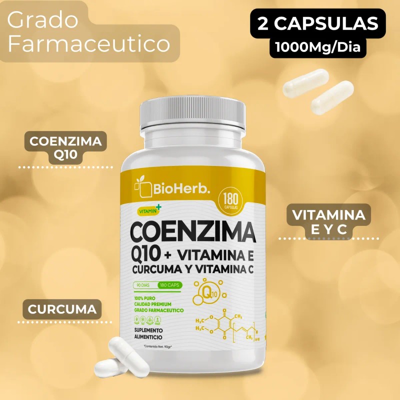 Coenzima Q10 + Vitamina E, C Y Curcuma - 180