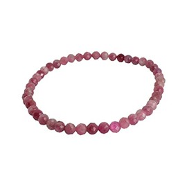Budawi® Pink Tourmaline Bracelet Beads 4mm Faceted on Stretch Band, Gemstone, Tourmaline