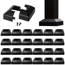 Aluminum Split Post Base Cover fit 3" Post, Decorative Square Railing Base Trim, Post Base Plate Cover, Fence Post Flange Skirt for Patio, Porch, Stair, and Railing Systems, Textured Black (24)