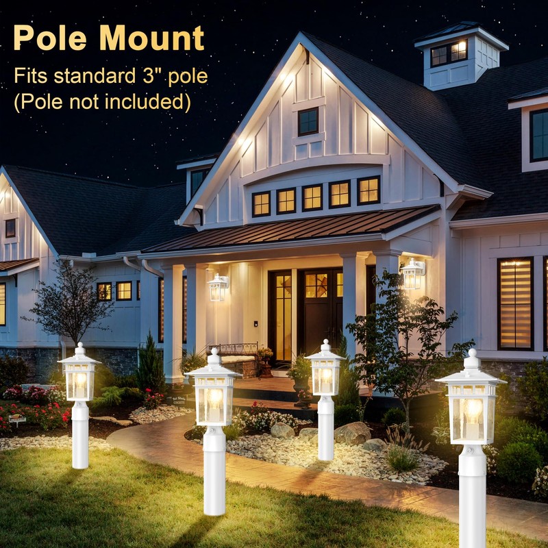 APOTO Dusk to Dawn Outdoor Post Lights, Waterproof Lamp Post