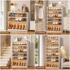 EHAMILY Wide 6-Tier Foldable Shoe Rack Organizer, 18 Pairs, White