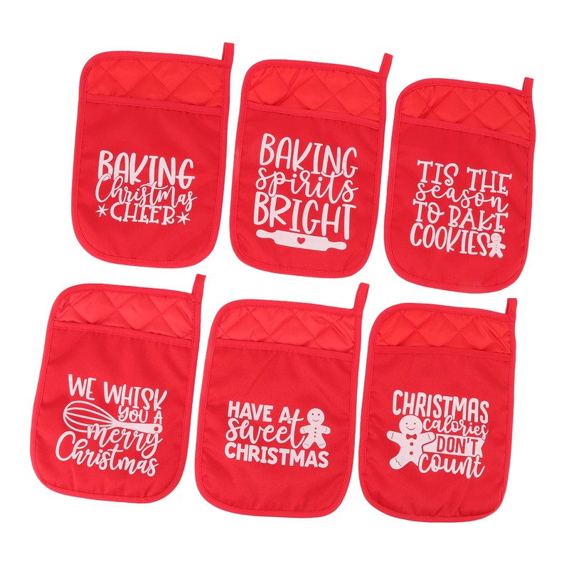 6Pcs Christmas Pot Holders with Pocket Heat Resistant Hot Pad