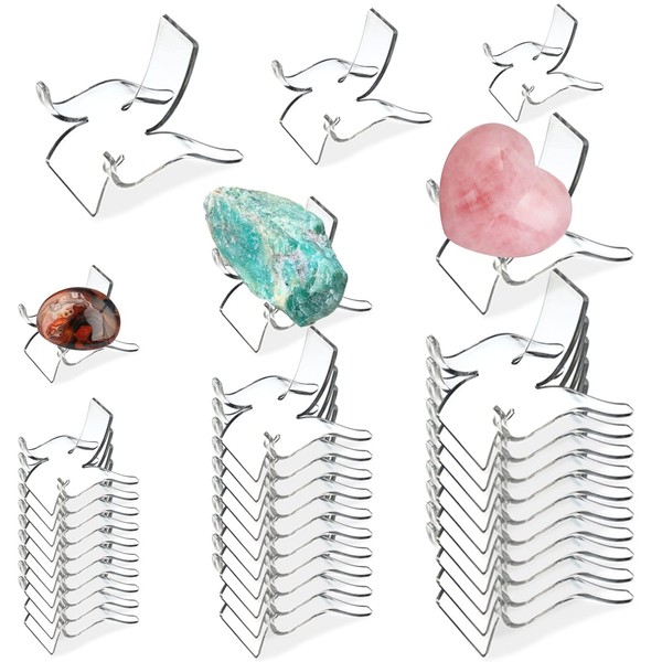 (36 PCS 3 Size Display Stand,Acrylic Rock Display Stands,Clear Display