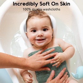 Unnivoll Muslin Baby Washcloths 6 Pack, 100% Cotton Wash Cloths for Babies, Large 12''X12'' Burp Cloths Absorbent and Soft for Newborn Infants Kids Boys Girls - Multicolor