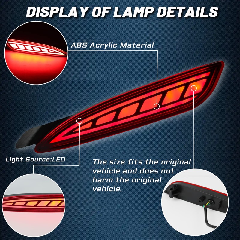 GEEGEETOP Red Lens LED Rear Bumper Fog Light Assembly Compatible
