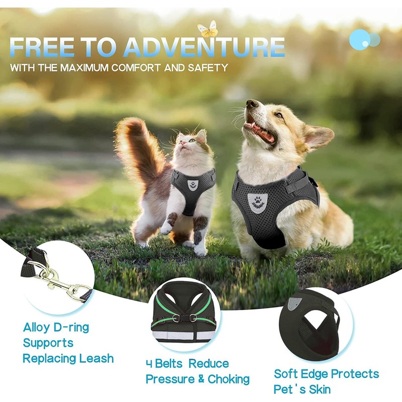 1-Pack Dog Harness- Sturdy Plastic Buckle, Adjustable Breathable Vest -
