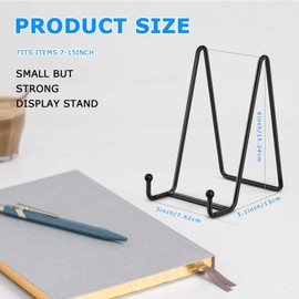 QMAHA Pack of 2 Plate Stands, 6 Inch Metal Easel Stand, Small Picture Stand, Plate Holder Stand for Presentation, Decorative Plate Holder, Display Stand for Plates, Photos, Books, Picture Frames