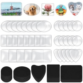 Hilitchi 72Pcs Fridge Magnets Craft Set Magnets Craft with Adhesive Backing and Transparent Clear Glass Cabochons for Craft DIY Fridge Whiteboard Making Refrigerator Magnets