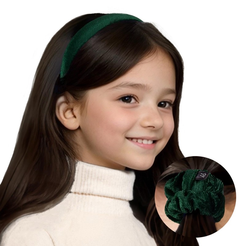 Basic Sense Girls School Velvet Hairband & Scrunchie Set -