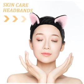 BESPORTBLE Cute Plush Cat Ears Headband for Women Elastic Face Washing Makeup Spa Hairband Adorable Cartoon Design Soft Comfortable for Skincare Shower Theme Parties