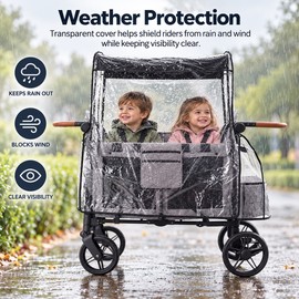 Stroller Wagon Rain Cover for W4 Quad Stroller – Plastic Weather Cover for Rain & Wind Protection During Outdoor Use