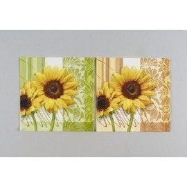 Serviettes – Sunflower – 33 x 33 cm Pack of 20, Green/Yellow 1/4
