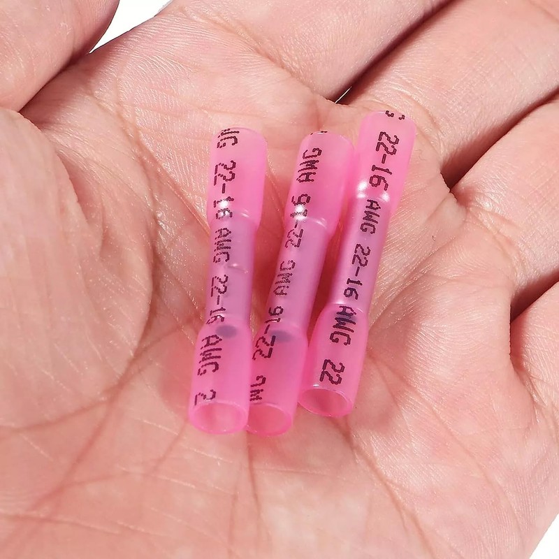 SDYYDS 200Pcs 22-16 AWG Red Marine Grade Heat Shrink Butt