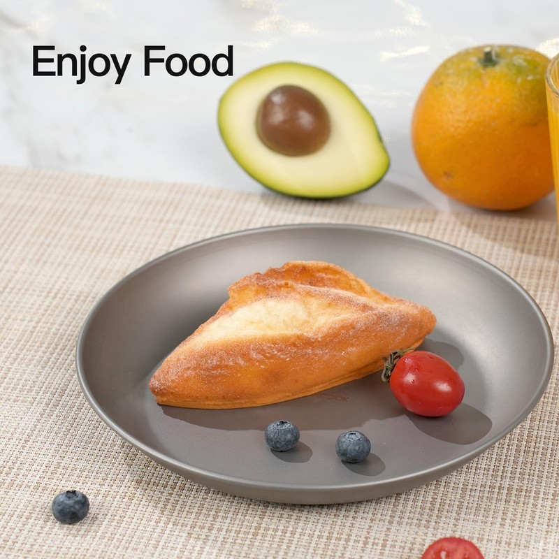MAXCOOK 2 pcs Titanium Camping Plate Dishes,7.68 Inch Ultralight Durable