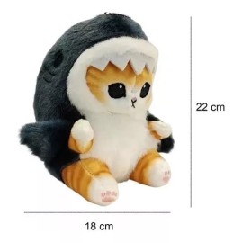 Jextech Peluche Multicolores Gato Gatito Michi  Disfraz Tiburón 20cm