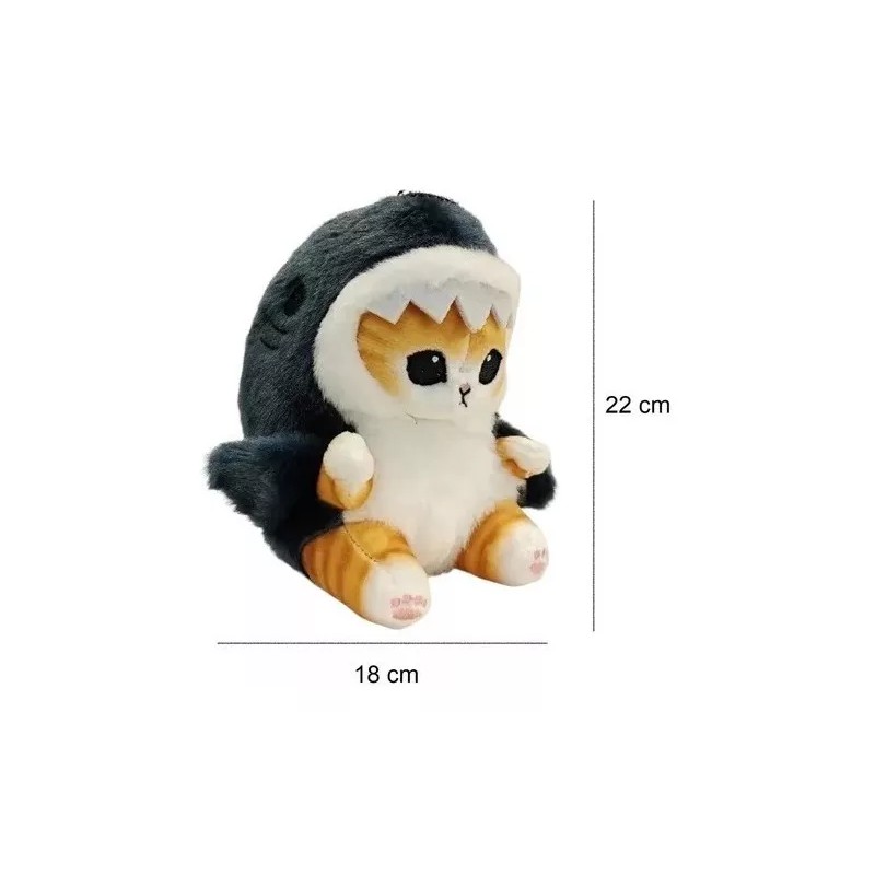 Jextech Peluche Multicolores Gato Gatito Michi Disfraz Tiburón 20cm